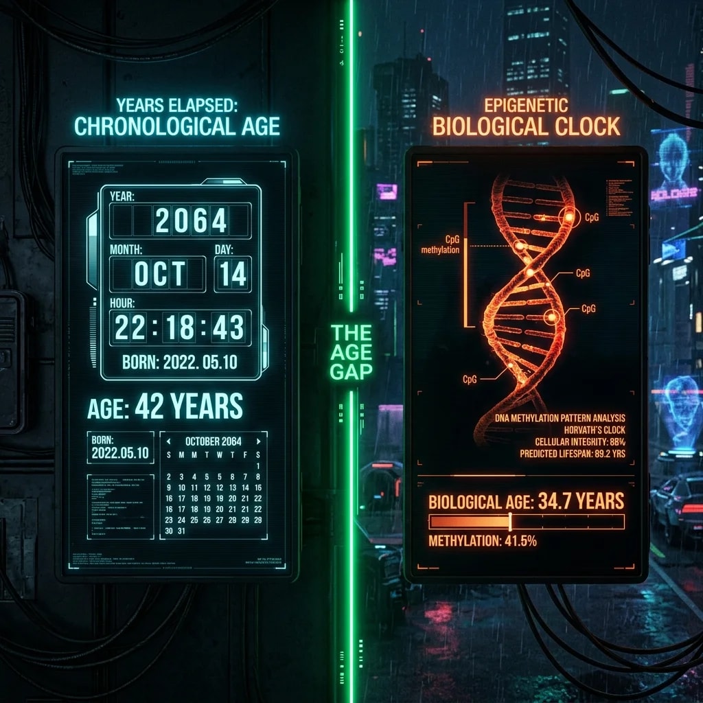 Illustration representing Chronological Age vs. Biological Age: The Difference That Could Save Your Life