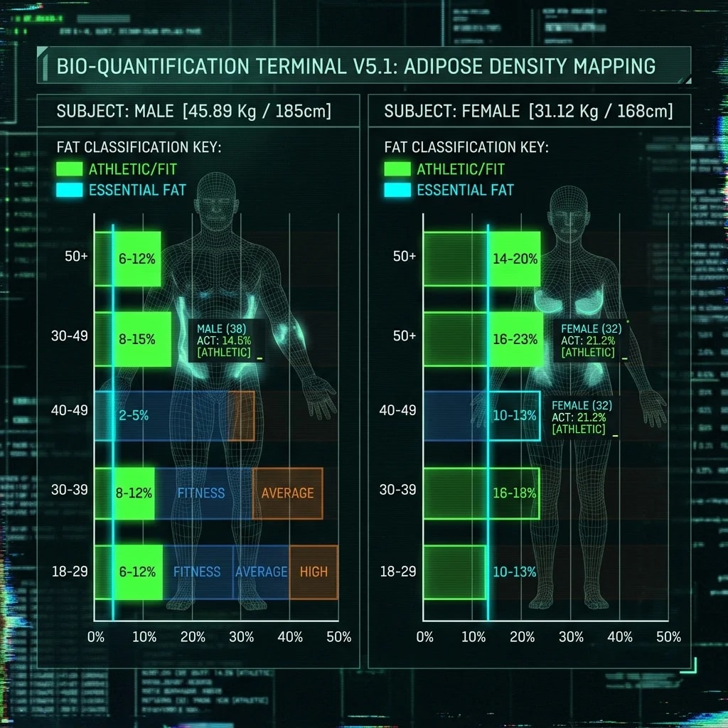 Illustration representing Ideal Body Fat Percentage for Men and Women: Complete Age-Based Guide