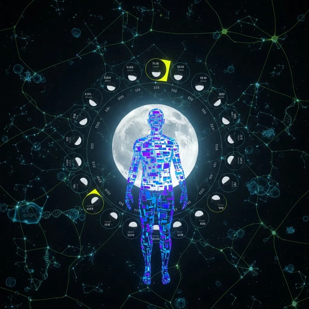 Illustration representing The Moon's Influence on Human Biology: Myth or Reality?