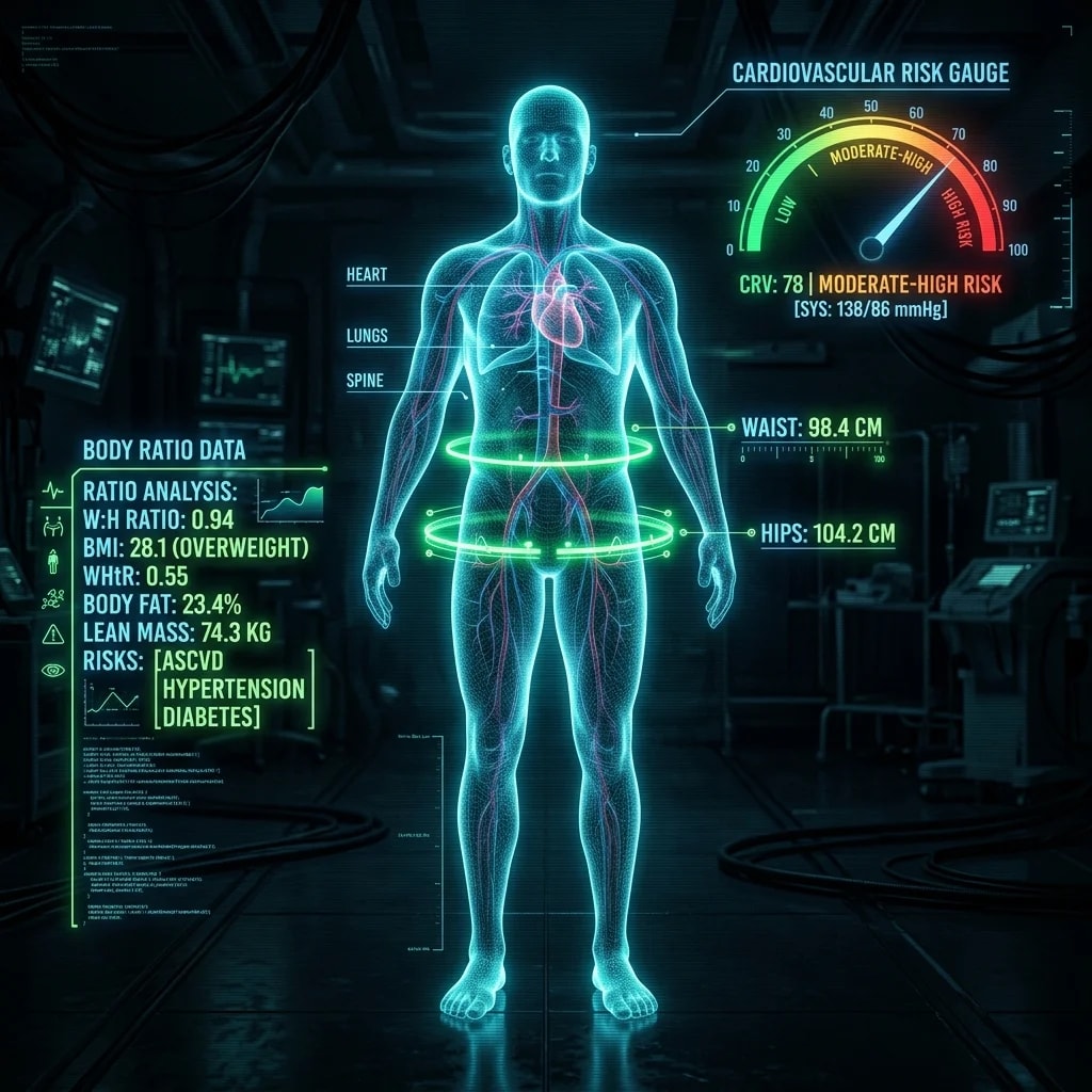 Illustration representing Waist-to-Hip Ratio Calculator: What Your Number Means for Health and Longevity